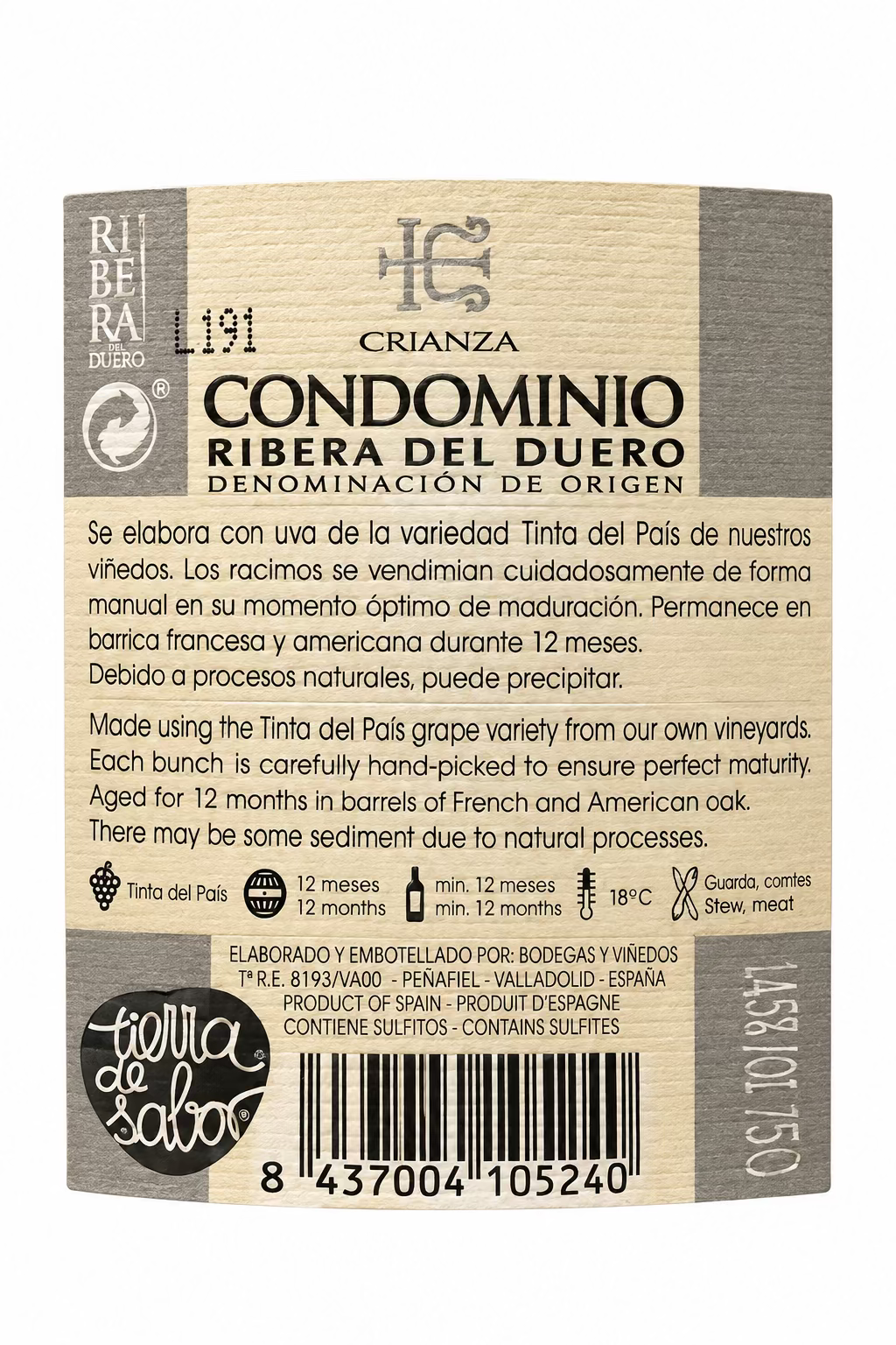 Condominio Crianza Ribera del duero 2019