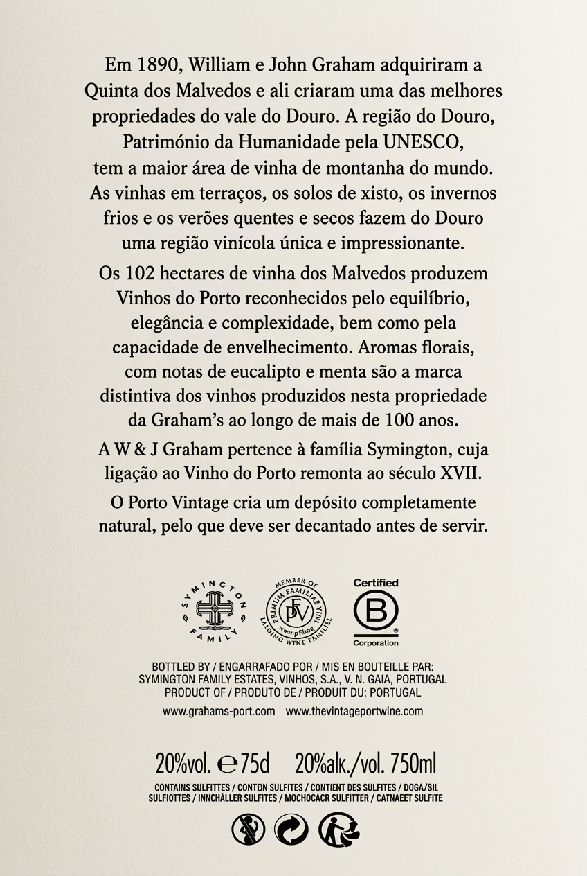 Grahams Vintage 2015 Malvedos