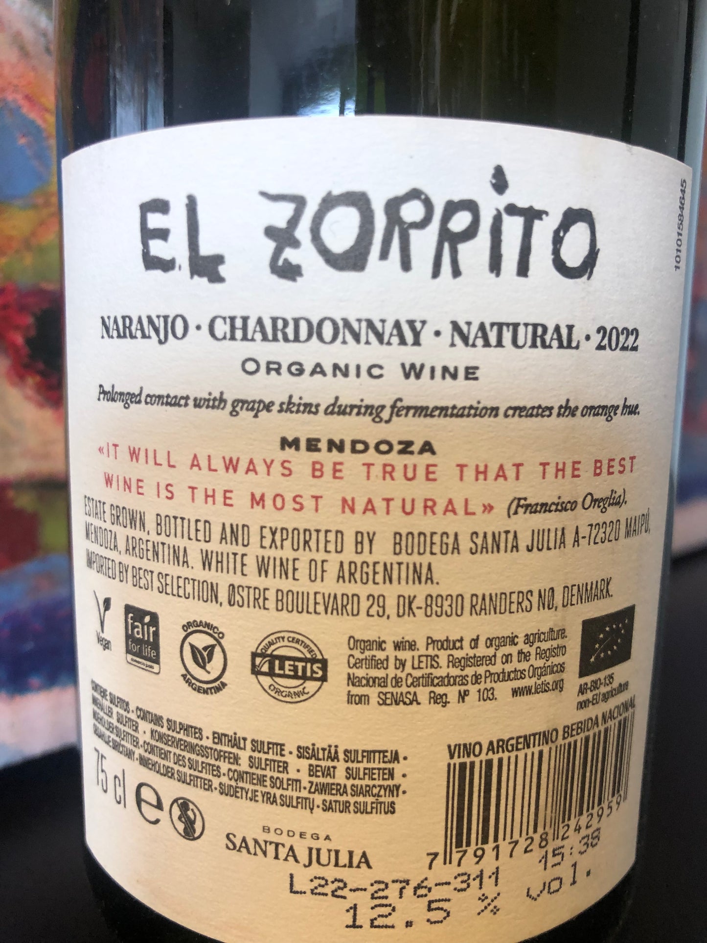 El Zorrito Chardonnay Natural