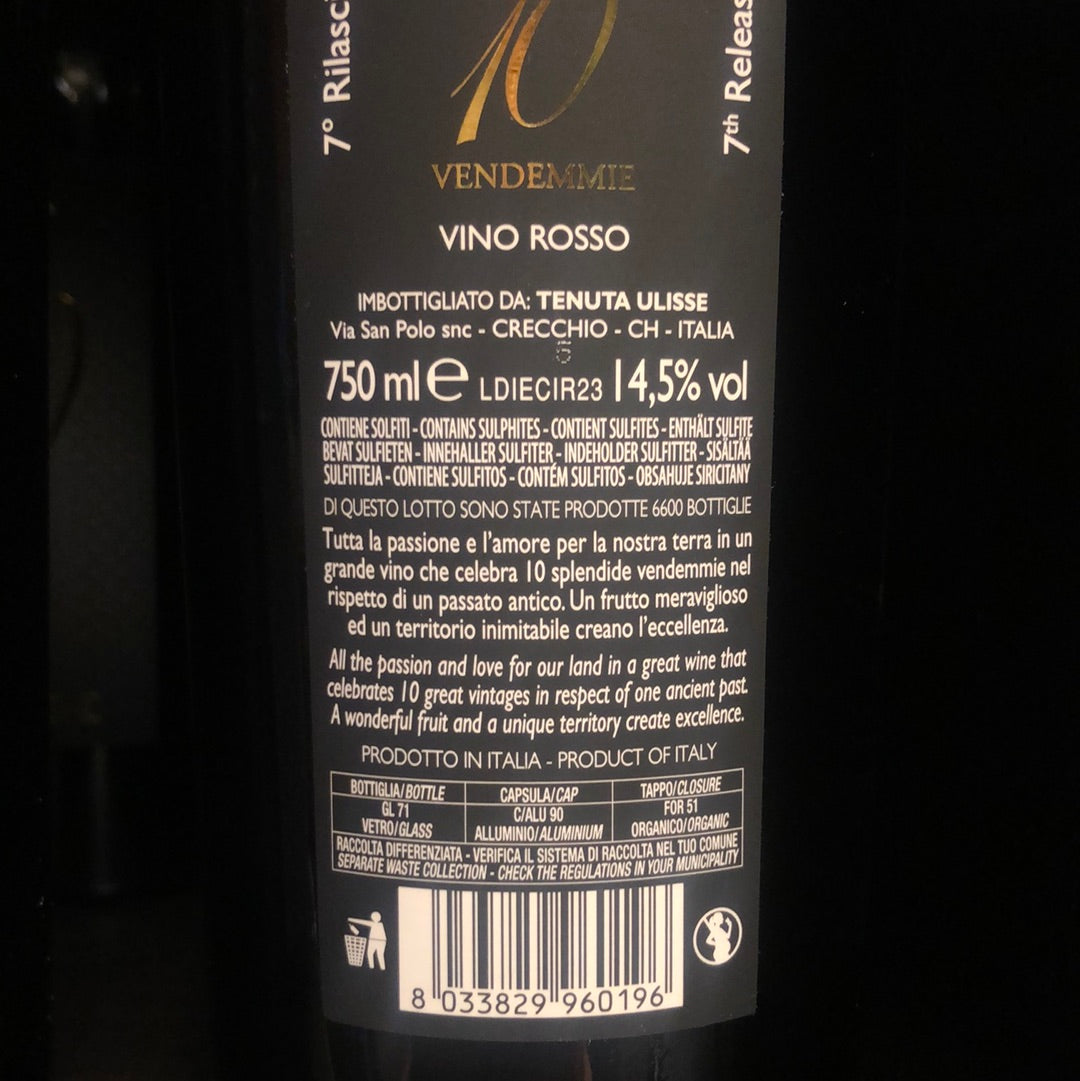 Dieci Vendemmie NV Tenuta Ulisse Rødvin - Montepulciano - 75 cl - 14,50 %