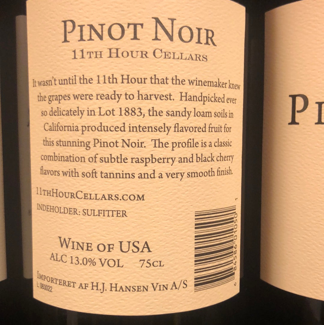11 TH Hour Cellars Pinot Noir